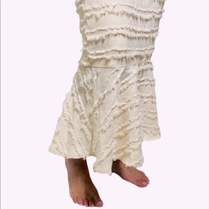 Cream Fringe Maxi Womens Skirt Size S Honey Punch